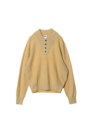 Military Henry Long Sleeve Knit Top Beige - NIKE - BALAAN 1