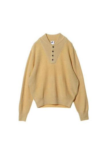 Military Henry Long Sleeve Knit Top Beige - NIKE - BALAAN 1