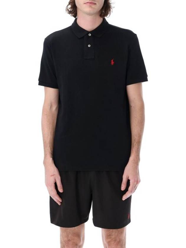 Men's Red Embroidered Logo Polo Shirt Black - POLO RALPH LAUREN - BALAAN 2