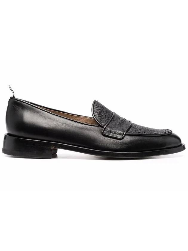 Men's Vitello Flexible Leather Sole Soft Penny Loafer Black - THOM BROWNE - BALAAN 2