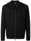 Fair Isle Thunderbolt Hooded Zip Up Black - NEIL BARRETT - BALAAN 1