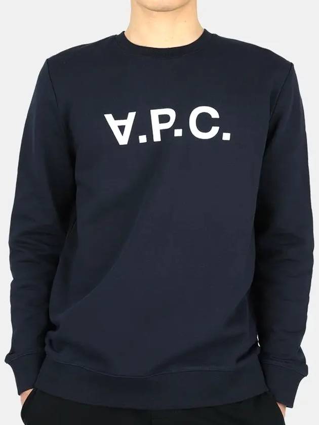 Men's VPC Logo Print Crew Neck Sweatshirt Navy - A.P.C. - BALAAN 3