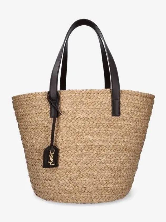 Raffia Panier Basket Tote Bag Beige - SAINT LAURENT - BALAAN 2