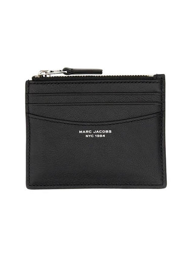 The Slim 84 Logo Print Leather Card Wallet Black - MARC JACOBS - BALAAN 1