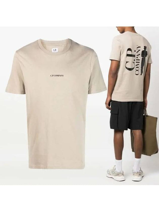 Jersey Reverse Print Short Sleeve T-Shirt Beige - CP COMPANY - BALAAN 2