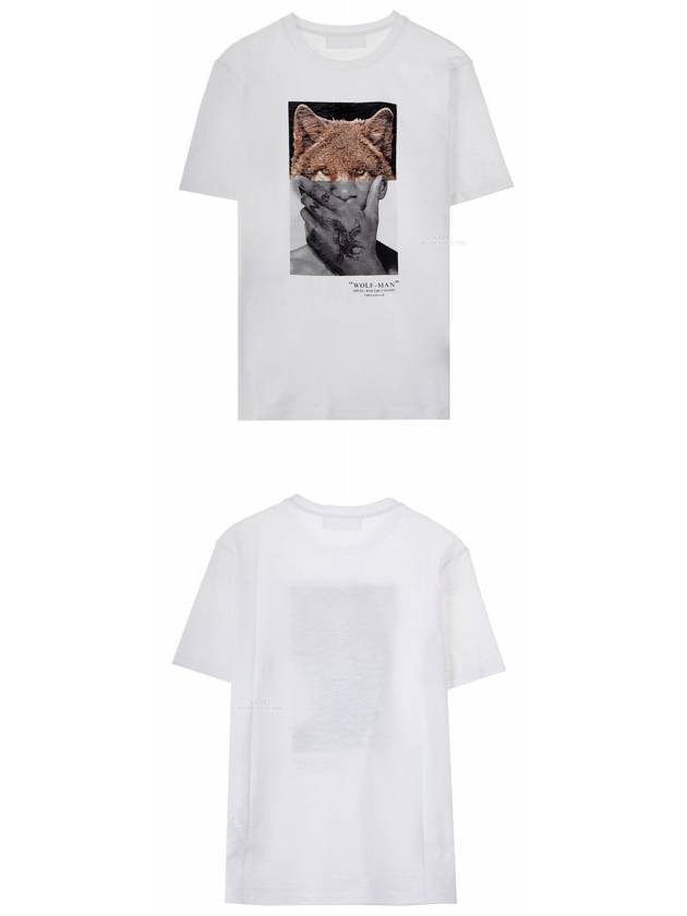 Men's Wolfman Print Short Sleeve T-Shirt White - NEIL BARRETT - BALAAN 6