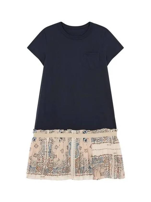 Women's Bandana Print Pleated Cotton Dress Navy 270799 - SACAI - BALAAN 1