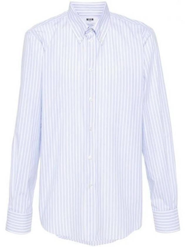 Striped Poplin Long Sleeve Shirt Blue - MSGM - BALAAN 2