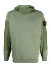 Garment Dyed Cotton Fleece Badge Hoodie Green - STONE ISLAND - BALAAN 2