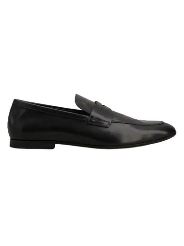 Men's Small Logo Leather Penny Loafer Black - TOD'S - BALAAN 1