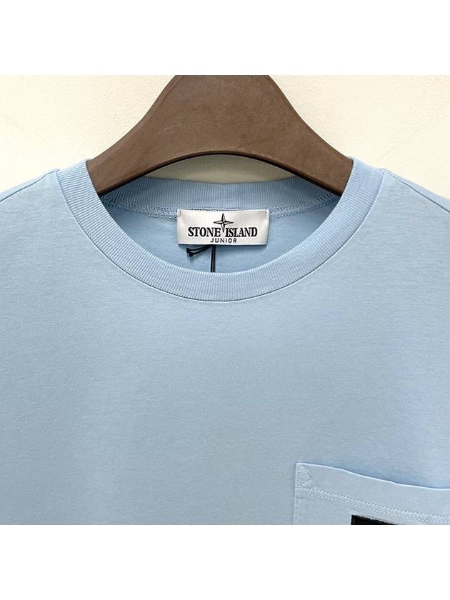 Kids Logo Patch Pocket Short Sleeve T Shirt 14 Blue 801620347 V0040 - STONE ISLAND - BALAAN 3