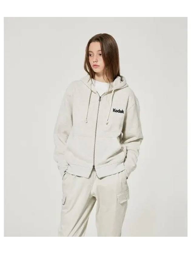 KODAK Logo Brushed Hood Zip up Women M GREY - KODO - BALAAN 1