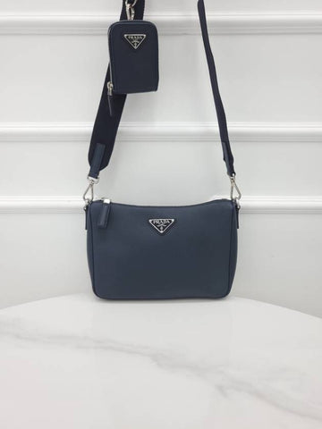 Saffiano leather shoulder bag 2VH113 navy - PRADA - BALAAN 1