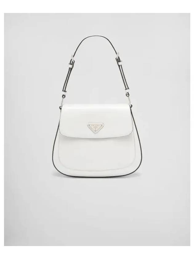 Cleo Brushed Leather Flap Shoulder Bag White - PRADA - BALAAN.