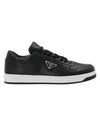 Downtown Triagle Logo Leather Low Top Sneakers Black - PRADA - BALAAN 1