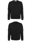 Garment Dyed Double Pocket Brushed Cotton Fleece Sweatshirt Black - STONE ISLAND - BALAAN 5