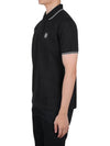 Men's Embroidered Logo Stretch Cotton Polo Shirt Black - STONE ISLAND - BALAAN 4