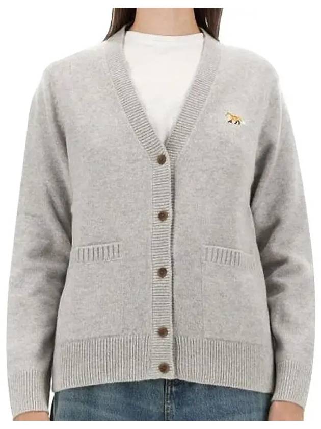 Baby Fox Patch Boxy Cardigan Light Grey Melange - MAISON KITSUNE - BALAAN 2