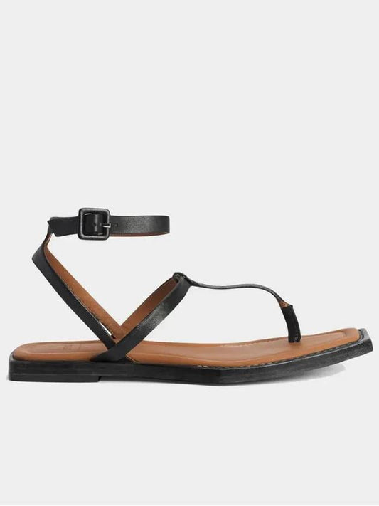 Square Toe Flat Sandals Black - AMI - BALAAN 2