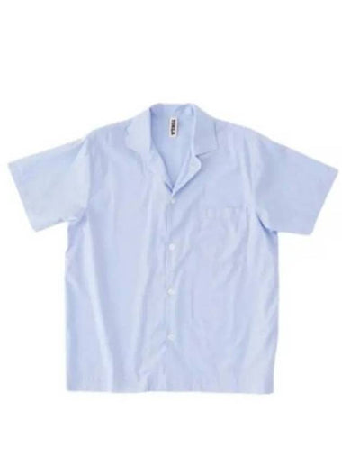 Poplin Pajamas Organic Cotton Short Sleeve Shirt Blue - TEKLA - BALAAN 1