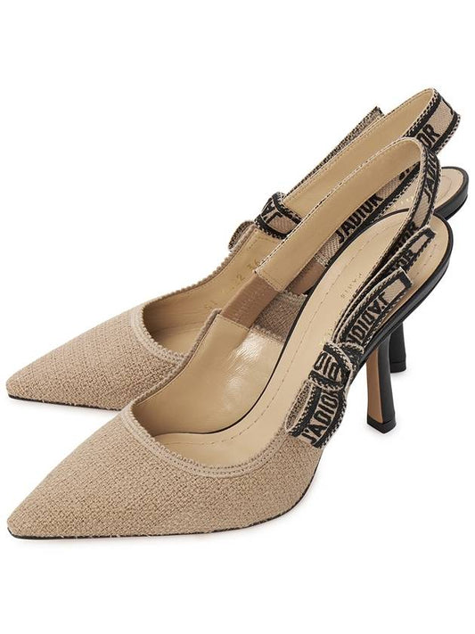 J'adior Embroidered Jute Canvas Slingback Heels Blush - DIOR - BALAAN 2