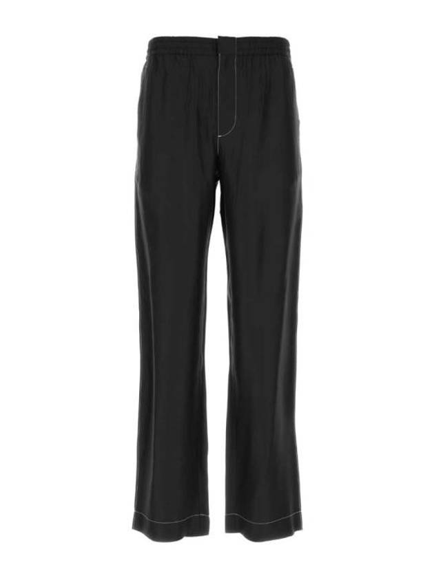 Stitched Silk Straight Pants Black - PRADA - BALAAN 2