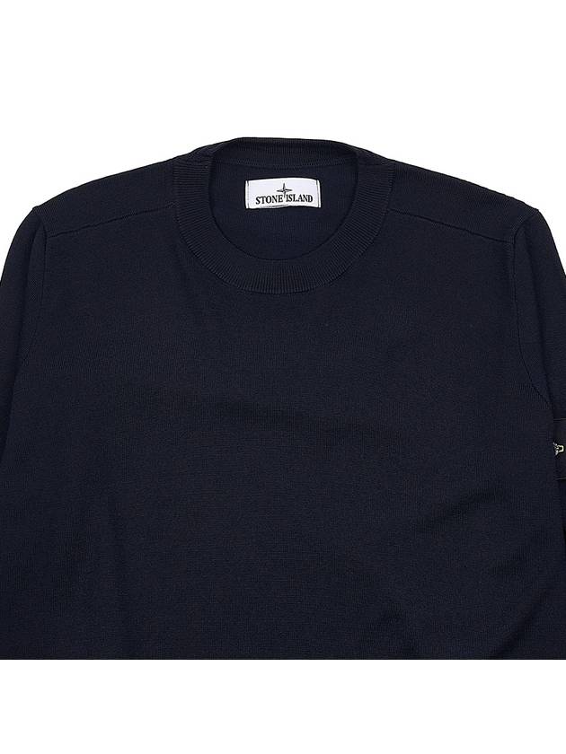 Regular Fit Crew Neck Wool Knit Top Navy - STONE ISLAND - BALAAN 4