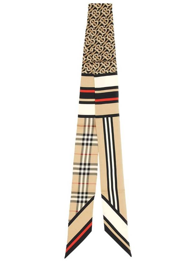 Montage Print Silk Skinny Scarf Archive Beige - BURBERRY - BALAAN 3