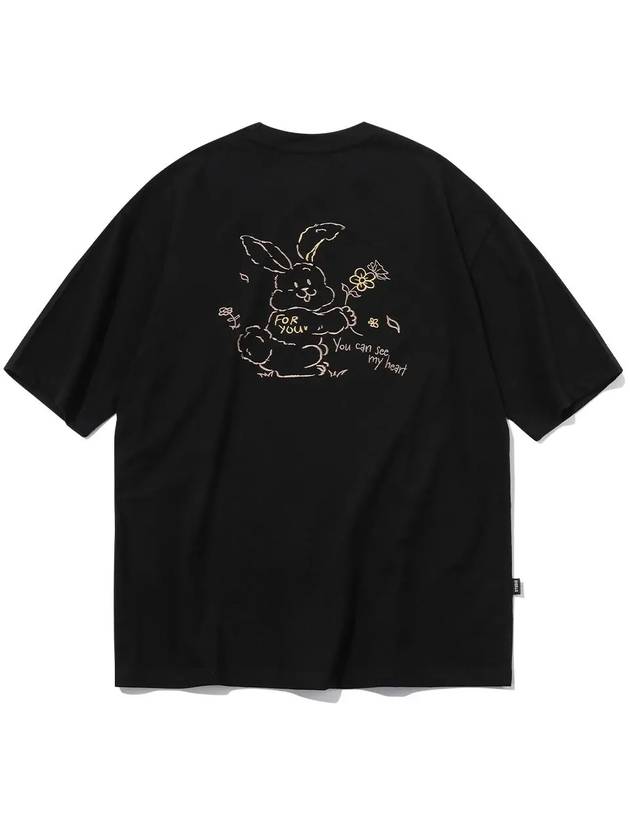 Heart Bunny Embroidered Short Sleeve T-Shirt Black - CPGN STUDIO - BALAAN 2