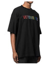 Multi Color Crystal Logo Short Sleeve T-Shirt Black - VETEMENTS - BALAAN 3