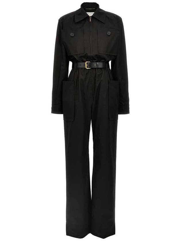 long sleeve belted jumpsuit 785813Y9I26_1000 - SAINT LAURENT - BALAAN 2