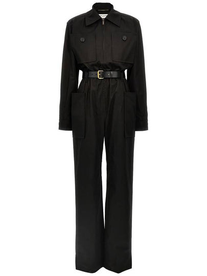 long sleeve belted jumpsuit 785813Y9I26_1000 - SAINT LAURENT - BALAAN 2