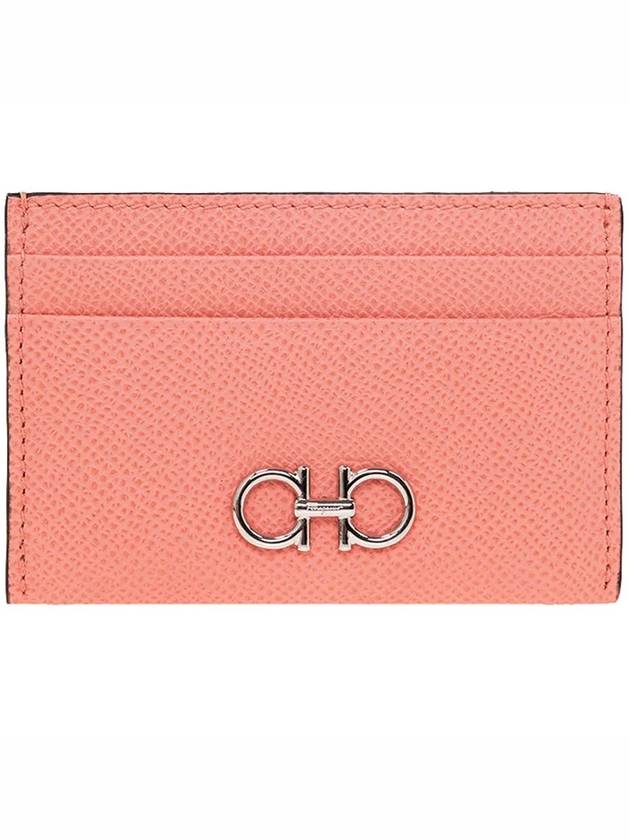 Gancini Card Wallet Coral - SALVATORE FERRAGAMO - BALAAN 3