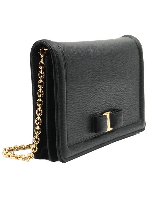 Ferragamo black leather Barlow gold mini chain cross bag WOC 22 C916 - SALVATORE FERRAGAMO - BALAAN 3