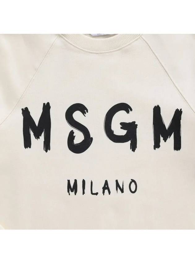 Women's Brushed Logo Crew Neck Sweatshirt Ivory - MSGM - BALAAN 4