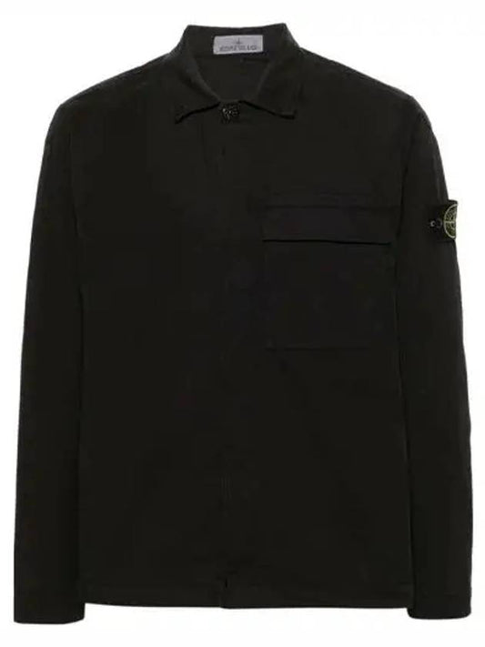 Supima Regular Fit Long Sleeve Shirt Black - STONE ISLAND - BALAAN 2