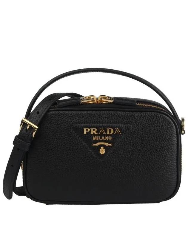 Logo Odette Leather Mini Shoulder Bag Black - PRADA - BALAAN 2