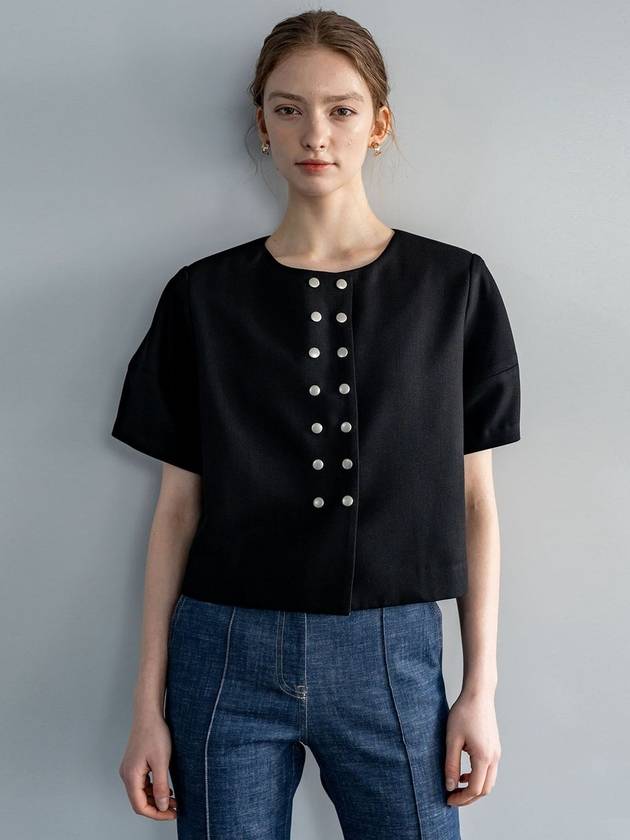 Snapped Crop Half Sleeve Jacket Black - DEFEMME - BALAAN 1