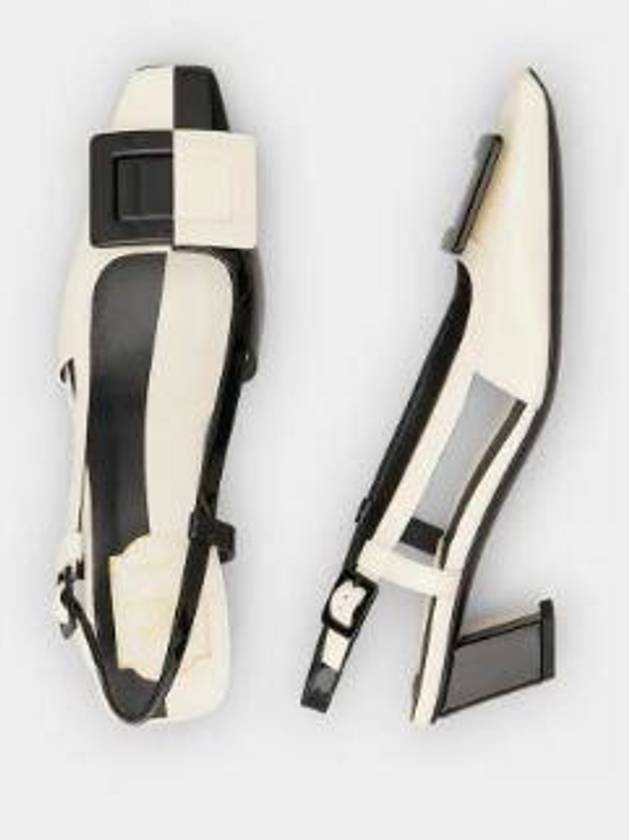 Belle Vivier Patent Leather Slingback Heel Black White - ROGER VIVIER - BALAAN 4