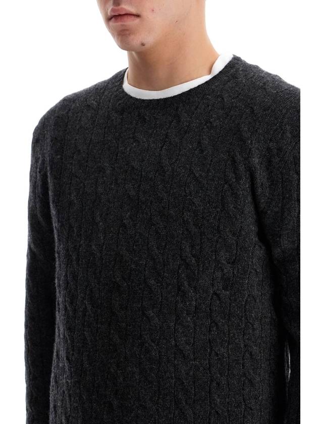 Embroid Logo Cable Knit Top Dark Grey - POLO RALPH LAUREN - BALAAN 5