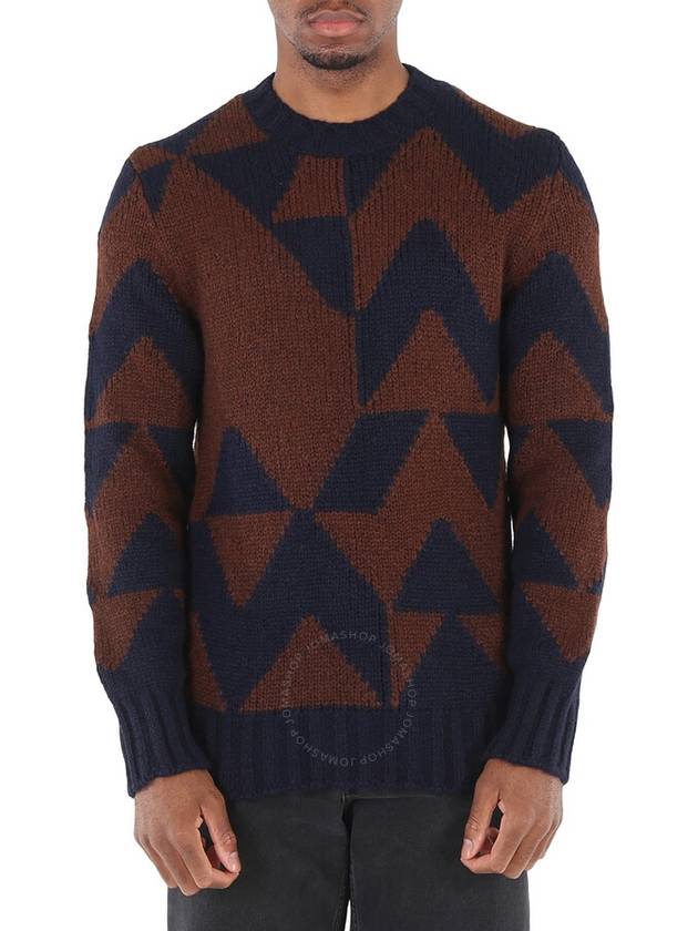 Men's Geometric Pattern Sweater Brown - MONCLER - BALAAN 2