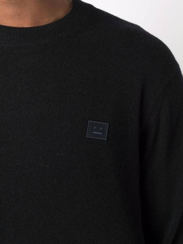 Face Patch Crew Neck Knit Top Black - ACNE STUDIOS - BALAAN 5