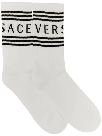 90s Vintage Logo Socks White Black - VERSACE - BALAAN 2