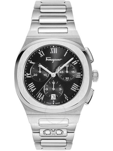 Men's Elliptical Chrono Watch Silver - SALVATORE FERRAGAMO - BALAAN 1