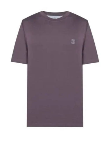 Logo Short Sleeve T-Shirt Purple - BRUNELLO CUCINELLI - BALAAN 1