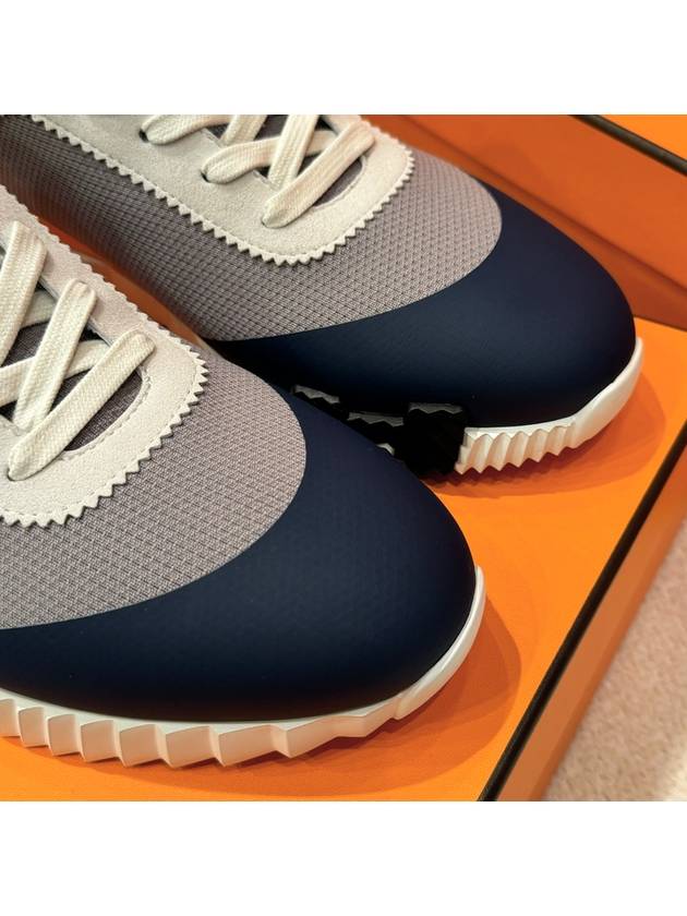 Men's Bouncing Sneakers Goat Skin Color Multicolor Gray Navy - HERMES - BALAAN 4