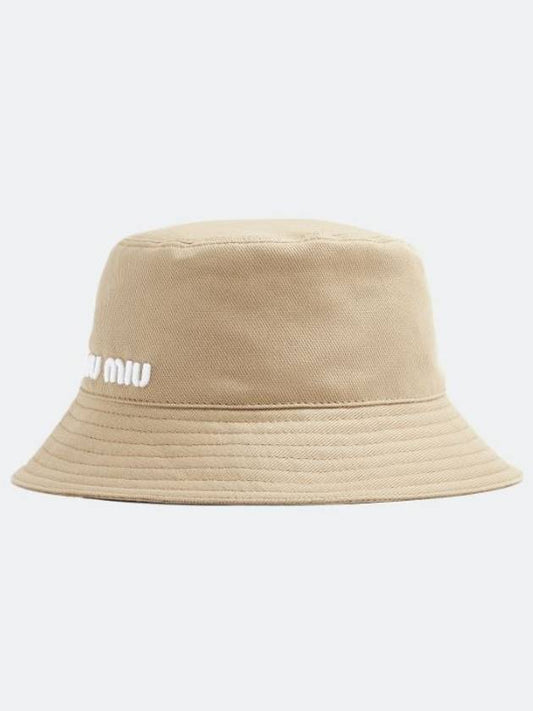 Embroidered Logo Drill Bucket Hat Khaki - MIU MIU - BALAAN 2