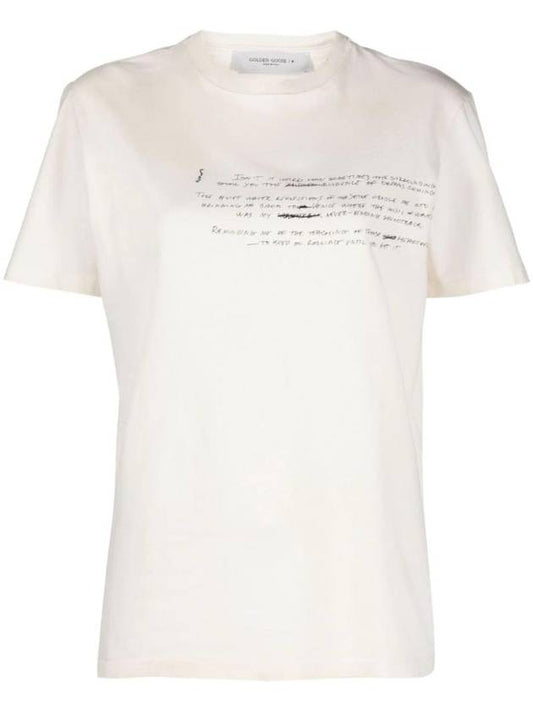 Slogan Print Short Sleeve T-Shirt White - GOLDEN GOOSE - BALAAN 1