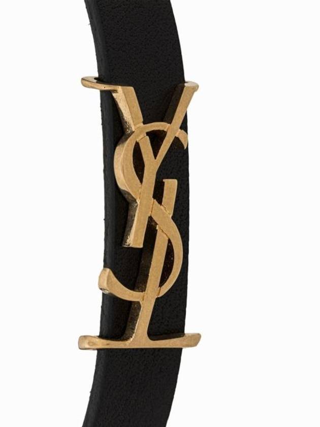 Monogram Opyum Leather Bracelet Black Gold - SAINT LAURENT - BALAAN 8