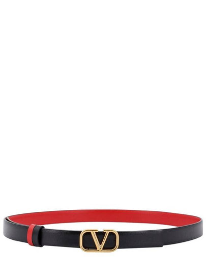 Reversible V Logo Signature Leather Belt Black - VALENTINO - BALAAN 2